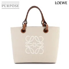 未使用 展示品 ロエベ LOEWE アナグラム 2way トート ショルダー バッグ キャンバス レザー ベージュ ブラウン A717S72X06 90283174