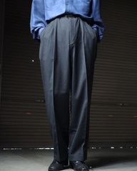 USA made 2tuck wide-straight slacks worsted wool  2タック ウーステッドウール ワイド スラックス ダブル USA製 80s 90s