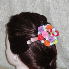 正絹 つまみ細工 ★花畑 #C002 成人式 卒業式 披露宴 ヘアクリップ 簪