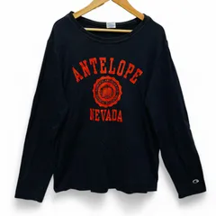 チャンピオン　ロンT　Lサイズ　紺色、赤　ネイビー　プリントあり　綿100%