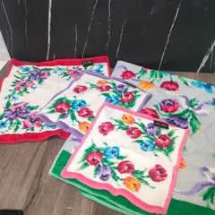 15おまけ追加【美品】レイクアルスター Lake Alster 5枚セット タオルハンカチ 花柄  チューリップ ハンドタオル フィンガーチップ タオル 小物 レディース ハンカチ インテリア キッチン バスルーム