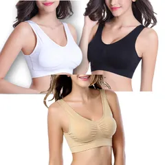 [kanaelun] 【カナエルン】3枚組 スポーツブラ ナイトブラ ノンワイヤー ブラジャー 育乳 インナー ラクブラ マタニティブラ シームレス ティーンズ ワイヤレスブラ 大きいサイズ バストアップ レディース ジュニア パッ [ベーシック] [2XL]