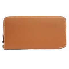 【名東】エルメス アザップロング シルクイン ヴォーエプソン ゴールド シルバー金具 Z刻印 ラウンドファスナー長財布