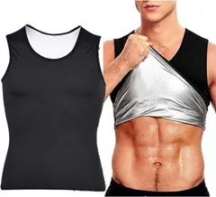 PLEAVIT サウナスーツ メンズ タンクトップ 発汗 ベスト インナー ランニング 筋トレ 洗濯可(シルバー,  2XL/3XL)