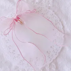 ❤️232オーガンジーダブルリボンハートビジューポニーフック❤️くすみピンク