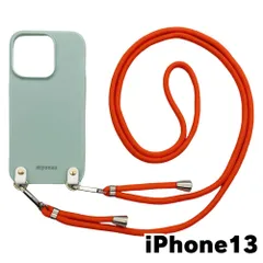 【新品未使用】iPhone13 アイフォン13 ケース(くすみグリーン/オレンジ)ひも TPU カバー ストラップ myones 斜め掛け zmyones002-ps1-st25-iphone13-gr-or