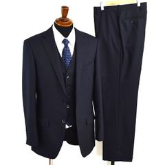 5XF145】美品 ジュンコシマダ 3ピース 2つボタン シングルスーツ M Y7 ダークネイビー ノータック 極 定番 人気 G122J102-0 合物 春秋 【中古】【メンズビジネス】202506