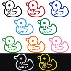 ステッカー 【 BABY in CAR ベビーインカー アヒル あひる 】 選べる10色 縦13ｃｍ×横15ｃｍ オリジナルステッカー かわいい 可愛い 赤ちゃんが乗っています 安全運転 交通安全  カーサイン セーフティステッカー カッティングステッカー