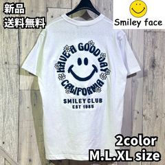 夏物新作【Smiley Face×Cali Surf】スマイリー 花 ロゴ サークル サガラ刺繍 半袖Tシャツ ニコちゃん スマイリーフェイス 252CF1ST427 アメカジ系 サーフ系 ストリート ホワイト チャコール 新品 未使用 正規品 送料無料