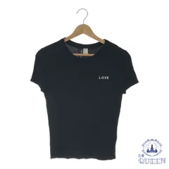 ☆美品☆ H&M エイチアンドエム トップス リブ素材 ワンポイント ニット半袖 レディース ブラック S 901-2211 送料無料 古着