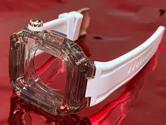 インディコ★アップルウォッチ ラバーベルト カバー　クリア ケース 40mm 41mm 44mm 45mm 4 5 6 7 8 se スポーツ メンズ レディース　4スクリュー Apple Watch バンド レディース　メンズ　スポーツ スモーク　ホワイト