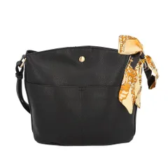 ☆ ブラック ☆ laporta di zucchero 49496Y ショルダーバッグ スカーフ付き ズッケロ バッグ 49496 zucchero ショルダーバッグ ズッケロフィラート 合成皮革 フェイクレザー ショルダーバック 肩掛け バック 斜めがけ