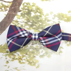 1 蝶ネクタイ　ネイビー　チェック　新郎新婦　結婚式　タキシード