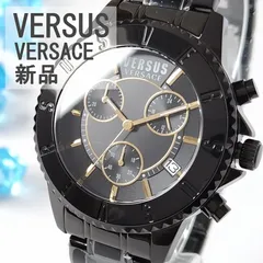 ちーちゃん出品いろいろ_時計光沢ブラック新品VERSUS VERSACEメンズ腕時計モダン美しいかっこいい