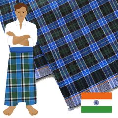 【商用可】南インドのルンギ生地（LUNGI）布 057
