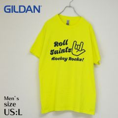 【古着】 GILDAN Tシャツ 蛍光イエロー【L】#8736