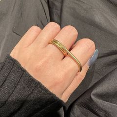 wireダブルフィンガーリング 9号 11号 14号 ステンレスリング ダブルフィンガーリング シンプルリング デザインリング 金属アレルギー対応 353R シースキー【seasukii】