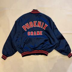 80s　usa　delong　スタジャン　ナイロンジャケット　刺繡　ワッペン　短丈　【J-41】