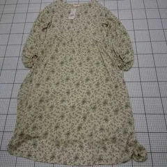 ◇ ⊂ earth 花柄 長袖 膝下丈 ワンピース サイズF ベージュ系 レディース E  【1509100028949】