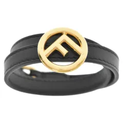 FENDI (フェンディ) エフ イズ ダブルラップ ブレスレット レザー 2連 ブラックのサムネイル