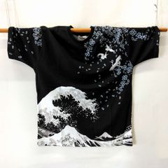 和柄Tシャツ　北斎プリント　　XLサイズ　 Hokusai print T-shirt