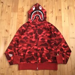 エイプシャークパーカー赤 袋付き 中古・古着通販】A BATHING APE (アベイシングエイプ) カモ