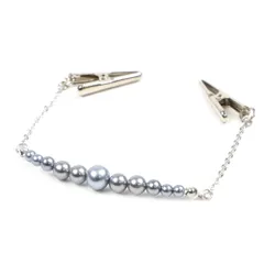 羽織紐 着物 クリップ 銀 シルバー 青 メタリック パール チェーン たもと 帯飾り 便利 お洒落 キラキラ 可愛い 大人 粋 上品 No.10-5523