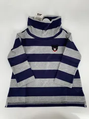 DOUBLE B ダブルビー タートルネック カットソー サイズ80 長袖 ロンT コットン ボーダー