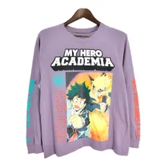 僕のヒーローアカデミア 長袖Ｔシャツ アニメ 袖プリント キャラクター パープル（メンズ M相当）中古 古着 T4960