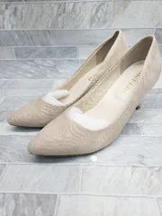 ◇ WA!KARU ワカル ポインテッドトゥ ヒール パンプス サイズ24.5㎝ ピンクベージュ系 レディース P  【1408200049093】