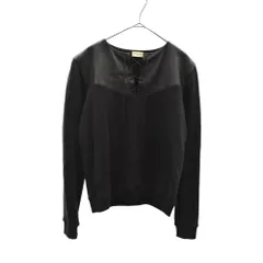 SAINT LAURENT PARIS (サンローランパリ) レザー切替 クルーネックスウェットトレーナー ブラック 378406 Y2HC1のサムネイル