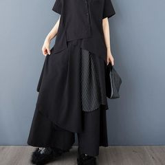 モード系   オンでもオフでも使える   履き心地が良い エラスティック　個性派   ウエスト　マジョマジョ センソユニコ ザラ 慈雨 萌 アナスイ レイヤーフラップ　ワイドレッグパンツ