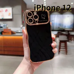 【SHOPS】iPhone12 スマホケース 黒 金 なみなみ ハート 軽量 おしゃれ かわいい E043