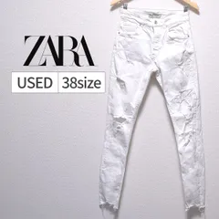 ZARA (ザラ) ホワイト ダメージ デニム ボタンフライ USED 38サイズ