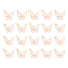 uxcell 20個 蝶 装飾 合金製 金メッキ 蝶 ペンダント 宝石作りDIYブレスレットネックレスイヤリング携帯電話アクセサリーキーチェーンクラフト ピンク 17x15mm