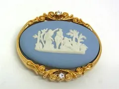 ■美品■ WEDGWOOD ウェッジウッド ジャスパー カメオ ピンブローチ ピンバッジ アクセサリー ブルー系 DI6780