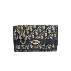 ★Christian Dior  クリスチャン ディオール  トロッター ショルダーバッグ ネイビー CD ジャガード チェーン r754bh