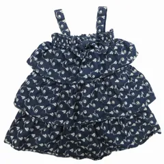 ケイトスペード KATE SPADE ノースリーブワンピース ティアードスカート チュニック 花柄 リボン 90 紺