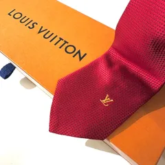 美品 ルイヴィトン Louis Vuitton ネクタイ シルク100% レッド
