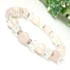 ★天然石ブレスレット【恋愛運 ローズクォーツ】ハンドメイド