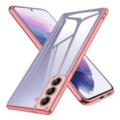 【在庫処分】レンズ保護 軽量 ストラップホール付き 耐衝撃 透明 バラの金 tpu メッキ加工 シリコン Samsung ソフト 5G S21 S21 SC-51B ギャラクシーS21 SCG09 スマホケース クリア カバー ケース ローズゴールド Gala
