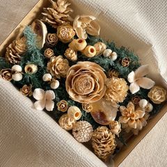 再販！ドライフラワー ドライ ナッツ 木の実 詰め合わせ セットˎˊ˗ クリスマス　クリスマスBOX  ホワイトクリスマス　ナチュラルホワイト　ヒムロスギ　　　No.74