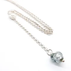 Folli Follie フォリフォリ SILVER 925 ヴィンテージ シルバーネックレス ヴェネチアンガラス ハート ブルー フラワー