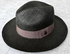 新品 エクアアンディーノ パナマハット ダークグリーン ピンバッジ付き　　Ecua-Andino Hats 中折れハット リボンハット 天然素材 柳7589 エクアドル製 ハンドメイド