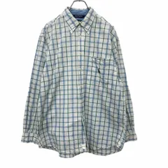 NAUTICA 長袖 シャツ Lサイズ ノーティカ 胸ポケット ボタンダウンシャツ チェック柄 ホワイト 古着卸 アメリカ仕入 t2408-3830