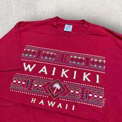 US古着 USA製 Jerzees ジャージーズ Hawaii ハワイ Waikiki ワイキキ Tシャツ L レッド