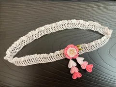 つまみ細工　お花　下がり付き　ベビーヘアバンド