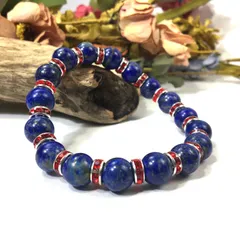 ラピスラズリ パワーストーン ブレスレット 天然石 10mm （レッド）メンズ・レディース　男性・女性　数珠ブレス　開運  [o]　