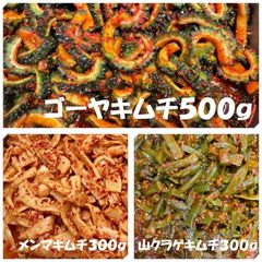 キムチ３点　ゴーヤキムチ500ｇ　メンマキムチ300ｇ　山クラゲキムチ300ｇ