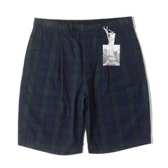 【新品】Engineered Garments エンジニアドガーメンツ パンツ サイズ:S / ブラックウォッチ ワンタック コットンリネン ショート パンツ (SUNSET SHORT) / ネイビーバツグリーン 紺 / ボトムス ショーツ